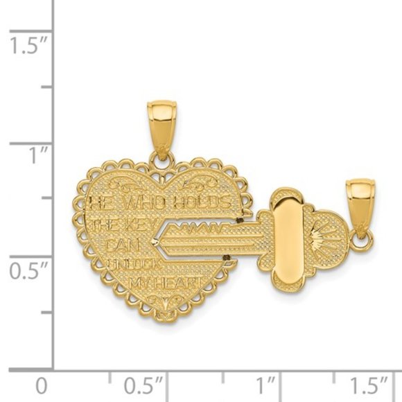 14k Yellow Gold Break-Apart HE WHO HOLDS THE KEY CAN UNLOCK MY HEART CHAMS